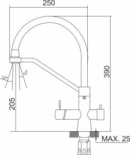 Смеситель для кухни РМС SUS127TBL-016F-015 с подключением фильтра чёрный